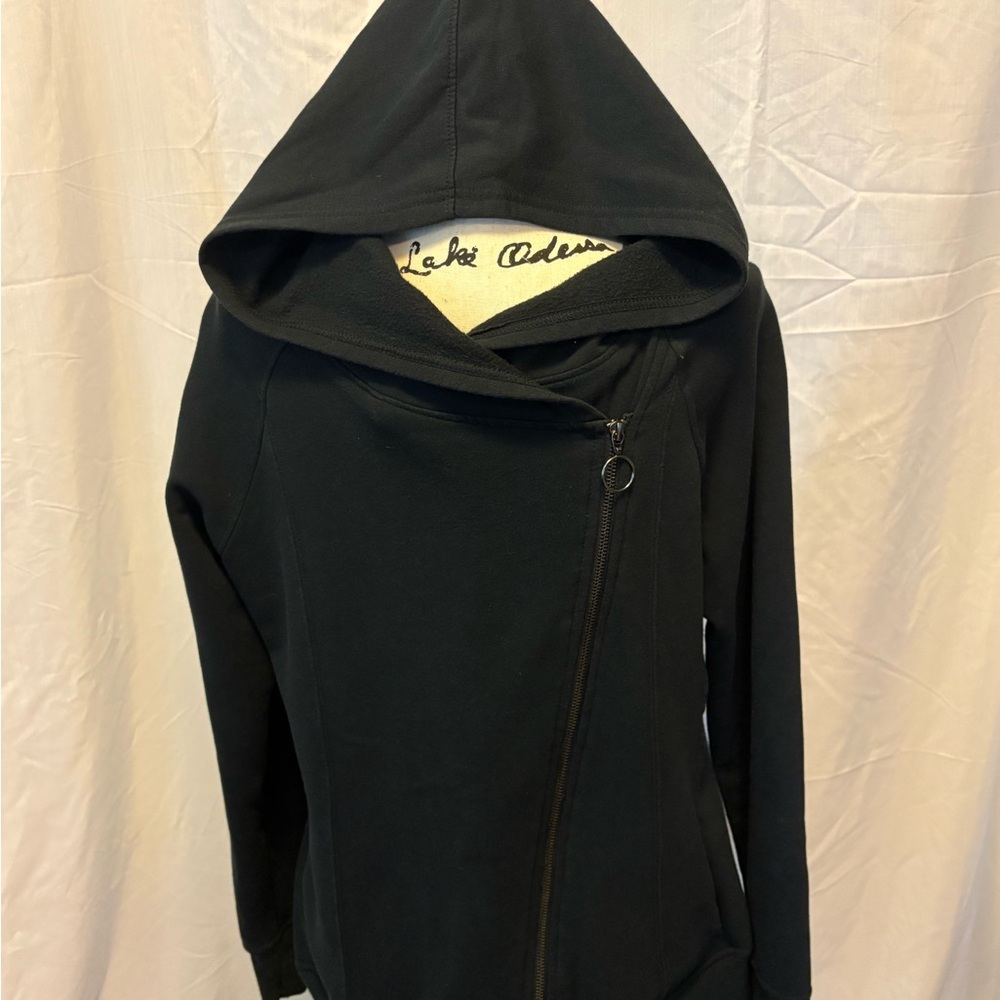 Balance Collection Black Hooded Asymmetric Zip Sweatshirt
